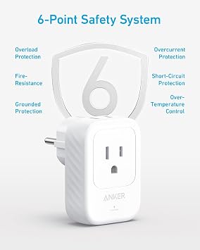 Anker Travel Adapter, European Travel Plug Adapter, US to Europe 15W 2-Pack