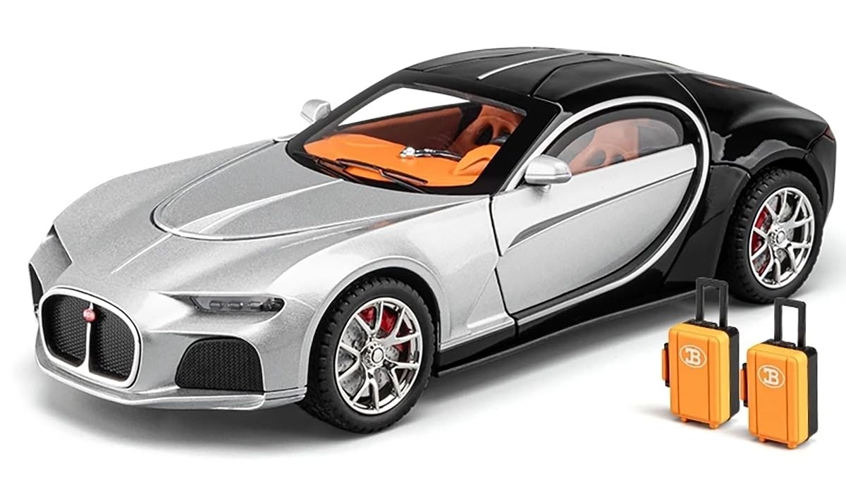 Magicwand 1:24 Scale Die-Cast Bugattti Atlantic【Random Color】【Box Packed】 with 4 Openable Doors,Pull Back Action,Lights,Music & Working Horn【Pack of 1】