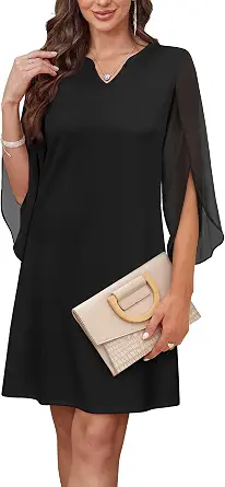 RUMIA Cocktail Dresses for Women Chiffon Sleeve Wedding Guest Dress (XS-3XL)