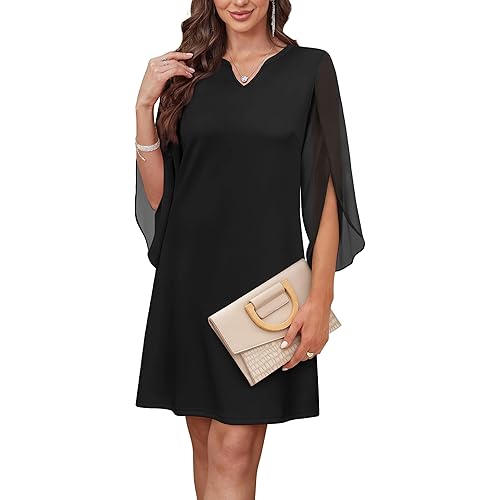RUMIA Cocktail Dresses for Women Chiffon Sleeve Wedding Guest Dress (XS-3XL)