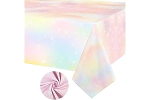 Pastel Tablecloth 60 x 104 Inch Soft and Reusable Pastel Rainbow Polyester Fabric Table Cloth