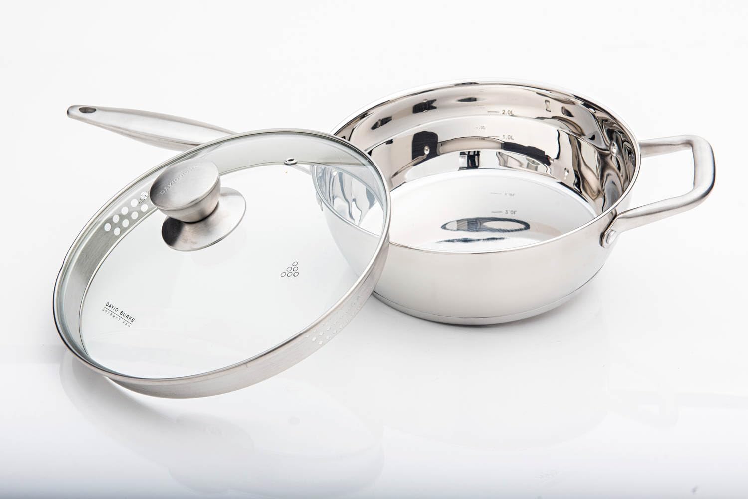 David Burke Regency Stainless Steel 5.6-Quart Chef's Pan with Lid - Oven Safe