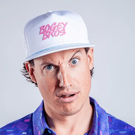 Bogey Bros Golf Hat for Men Performance Snapback Cap, Breathable Poly Spandex, Sweat Resistant, Structured Fit
