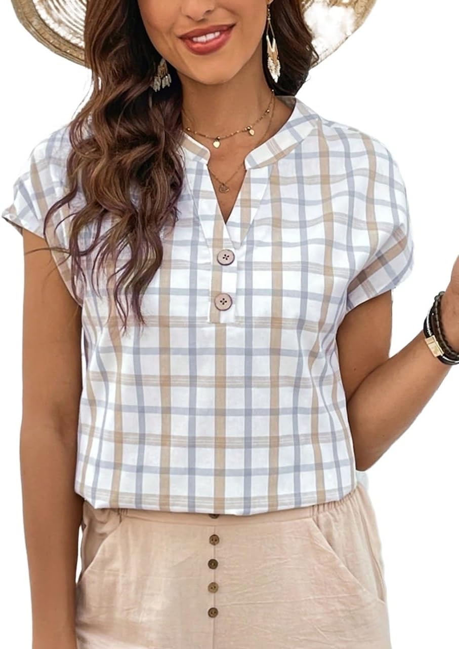 Women's Classic-Fit Shirt V-Neck Batwing Blouse