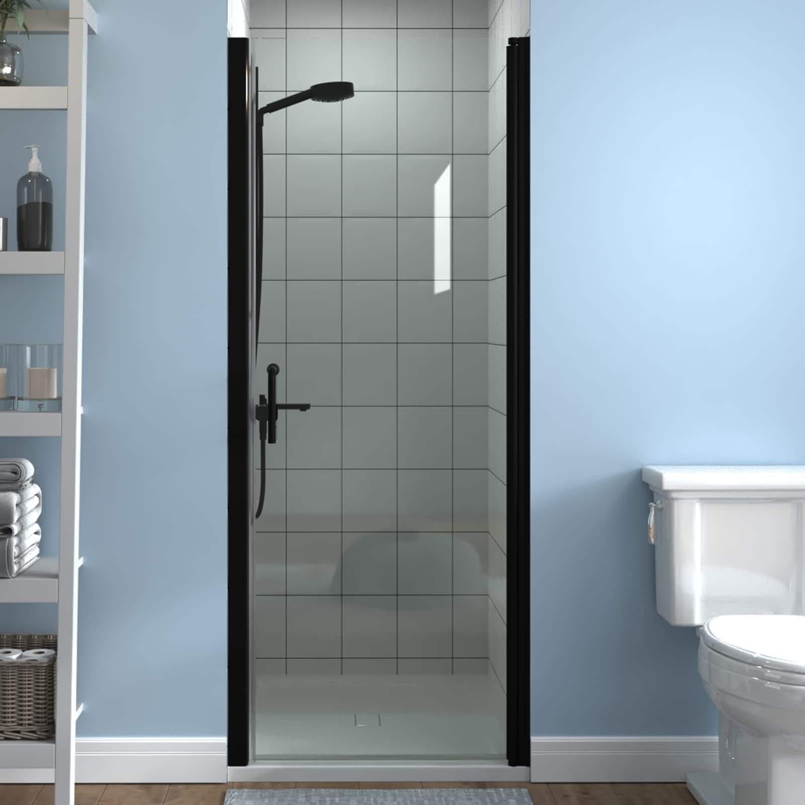 ANZZI 72 x 30 inch Frameless Shower Door in Matte Black Fellow Water