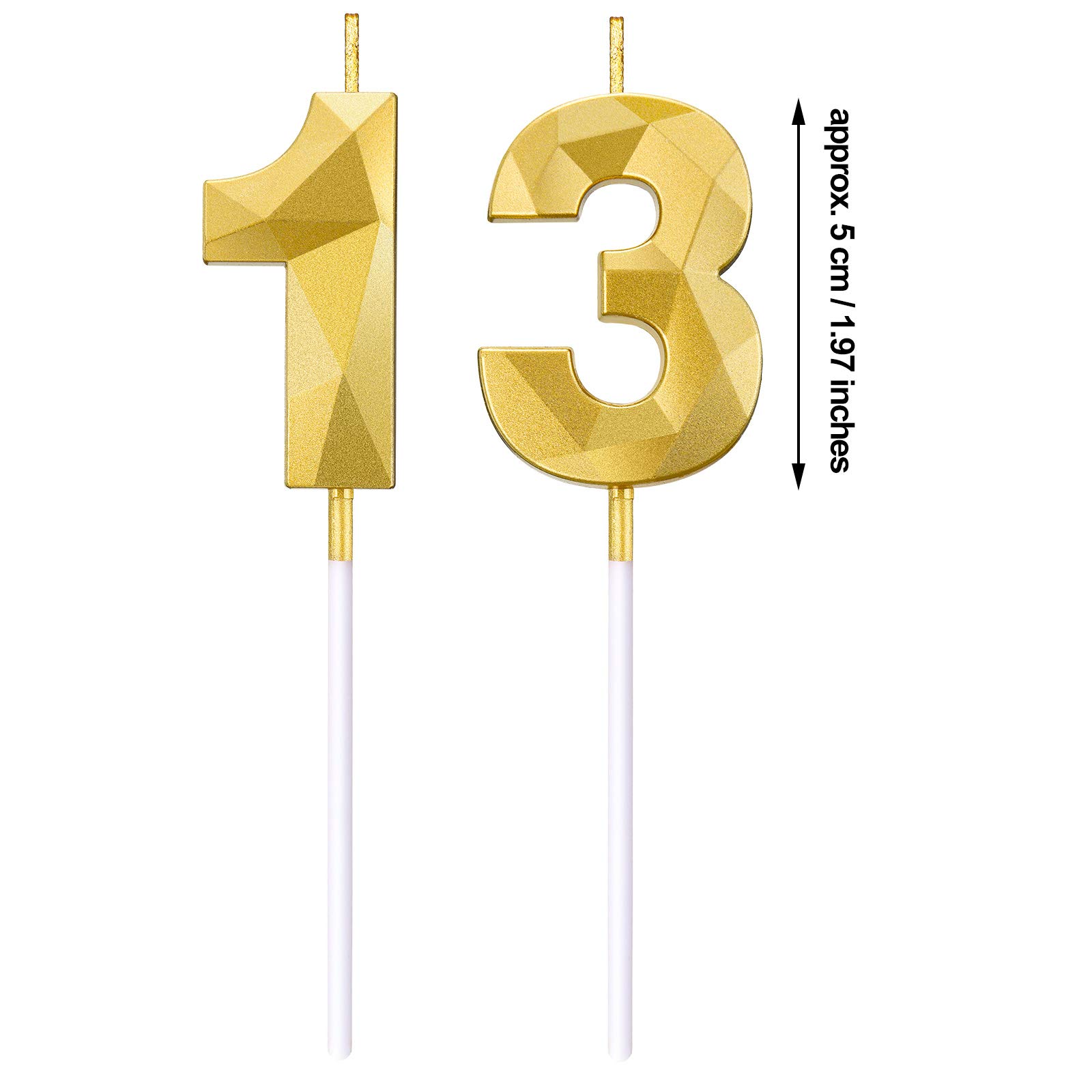 13&deg; Candele Di Compleanno, Compleanno Candele Torta Oro, Candela Numero 13, 3D Candele Con Numeri Da 5cm, Compleanno Torta Topper Decorazione Per Feste Di Compleanno Matrimonio Anniversario