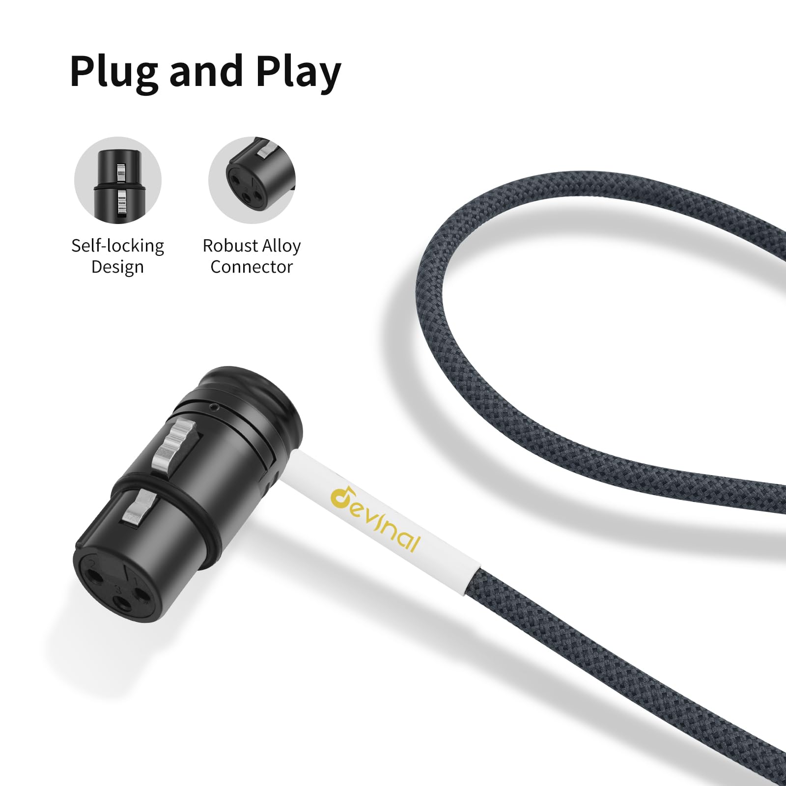 Cable XLR en ángulo recto, ángulo giratorio de 360 grados hembra XLR a ángulo giratorio de 360 grados macho XLR para micrófono, adaptador de cable de micrófono de 3.3 pies, 2 unidades