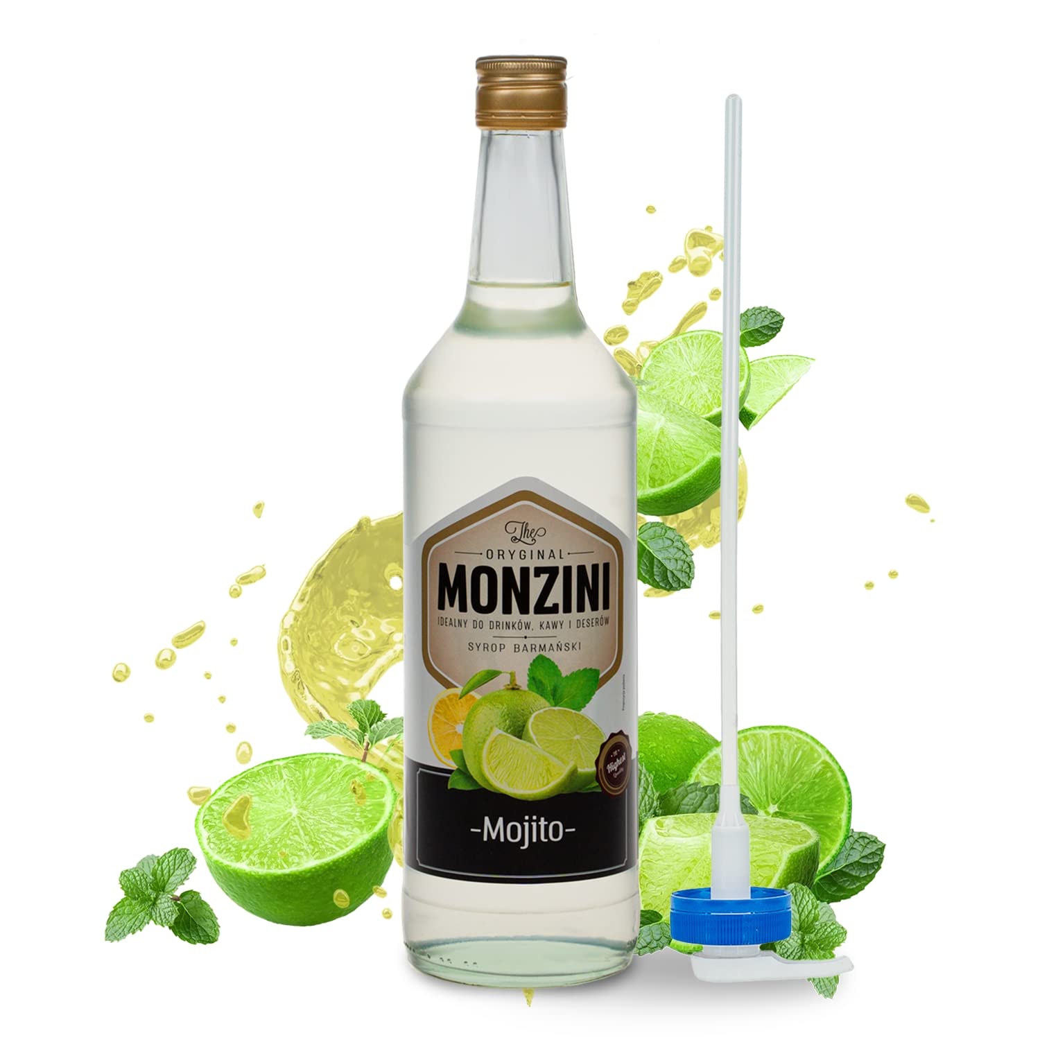 Monzini Syrop barmański z pompką 1L o smaku Blue Curacao (Mojito)