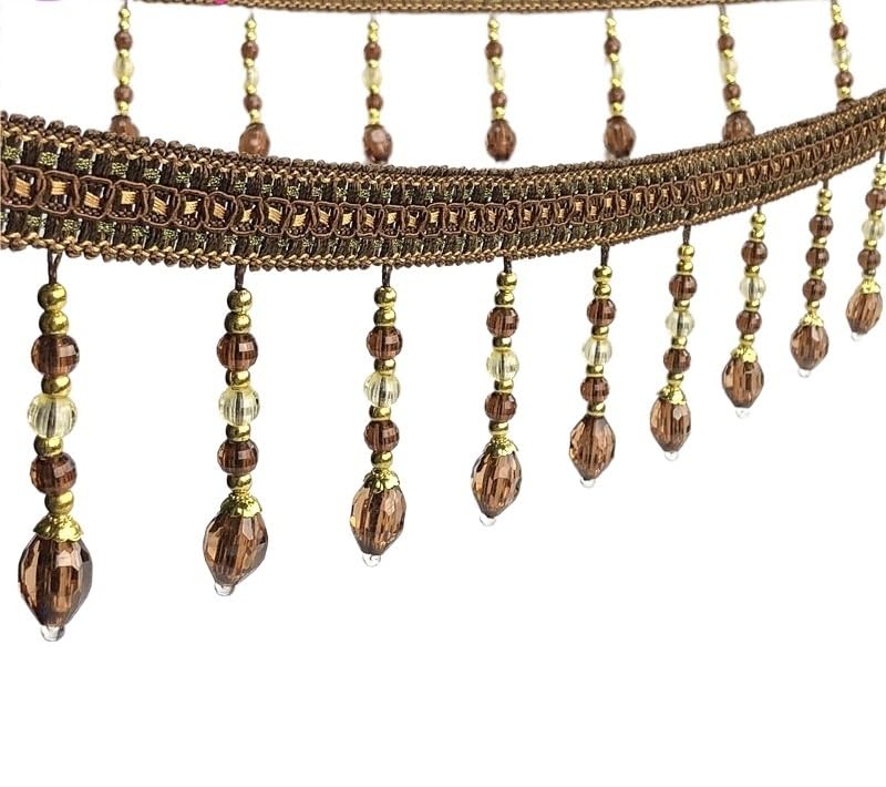Garniture à franges, dentelle pour rideau, 12 mètres de perles tressées suspendues, garniture de rideau à franges, décoration de table de maison, canapé, bord de pompon, accessoires de couture (coul