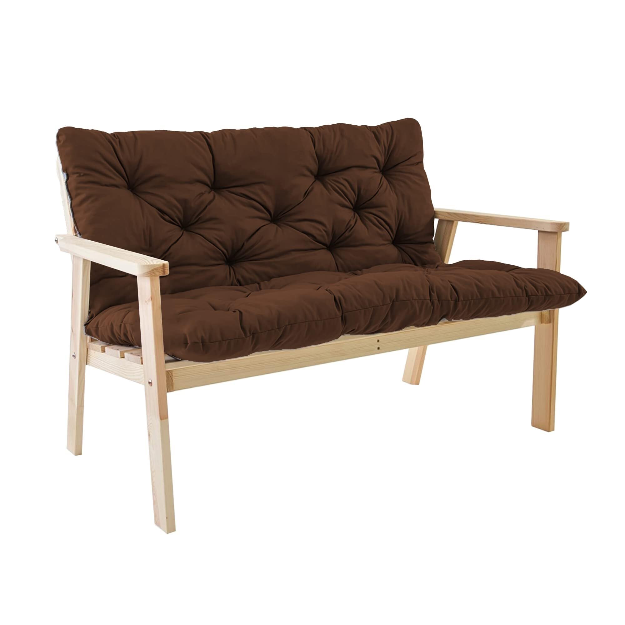 Coussin de banc extérieur 59x40in marron 3 pouces pour assise 2-3 places