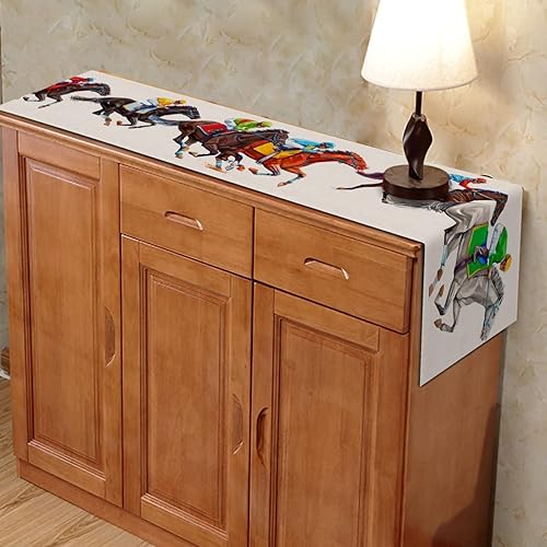 Miniatura 5 de Nepnuser Kentucky Derby Camino de mesa decoración rústica de carreras de caballos para decoración de mesa de cocina 13 x 90 pulgadas