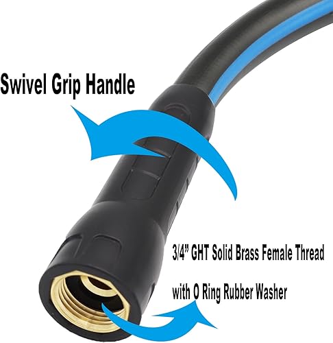 Miniatura 3 de EADUTY Hybrid Lead In Garden Hose 58 IN x 6 FT Heavy Duty Lightweight Flexible with Swivel Grip Handle and Solid Brass Fittings GrayBlue