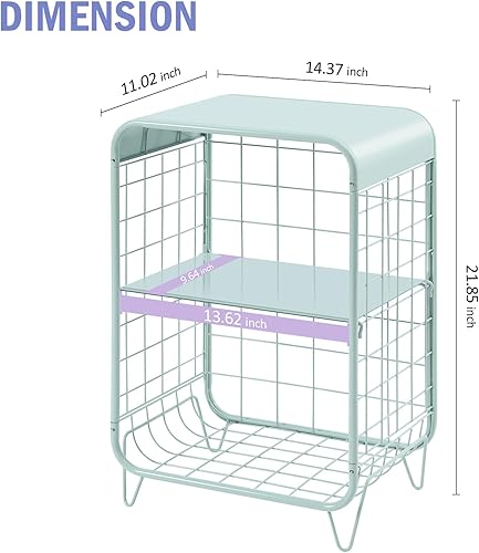 Miniatura 3 de APEXCHASER Bonita mesita de noche, mesa auxiliar de metal, mesa auxiliar de 3 niveles con almacenamiento, mesita de noche vintage, muebles de