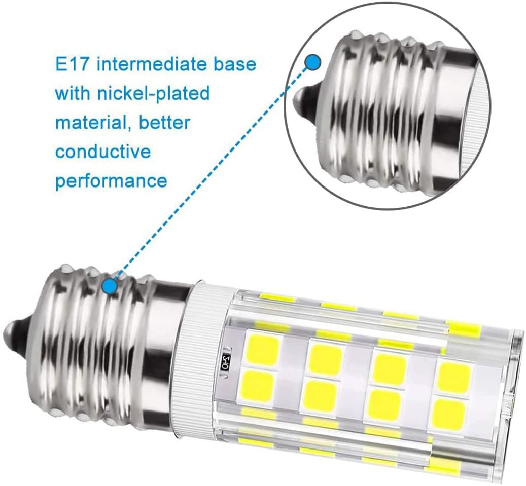 KINDEEP Ceramic E17 LED Bulb for Microwave Oven Appliance, 40W Halogen Bulb Equivalent, Daylight White 6000K Microwave LED Bulbs, 350LM, Pack of 2