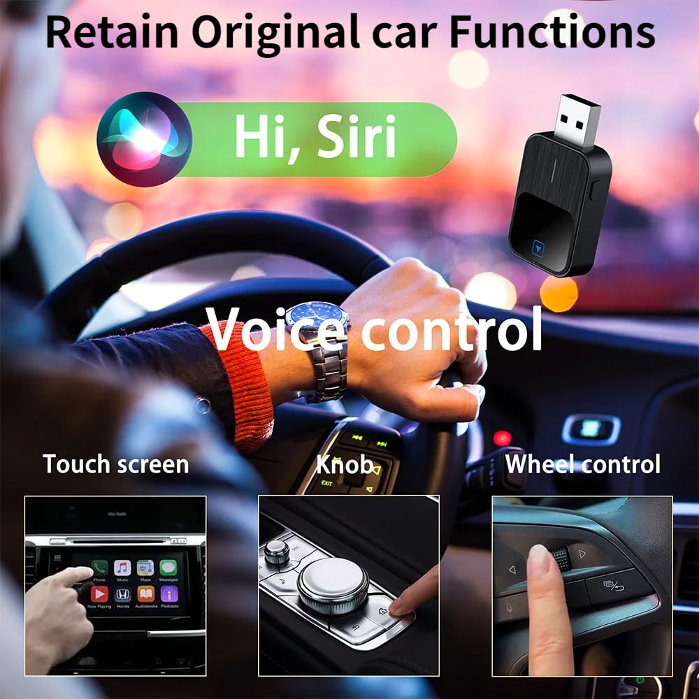 2 in 1 Adattatore Wireless CarPlay - Compatibile con iPhone e Android Wireless Auto, USB/Type-C, MiNi-Stabile con Latenza Zero, Plug and Play, iOS 10+ e Veicoli Abilitati CarPlay