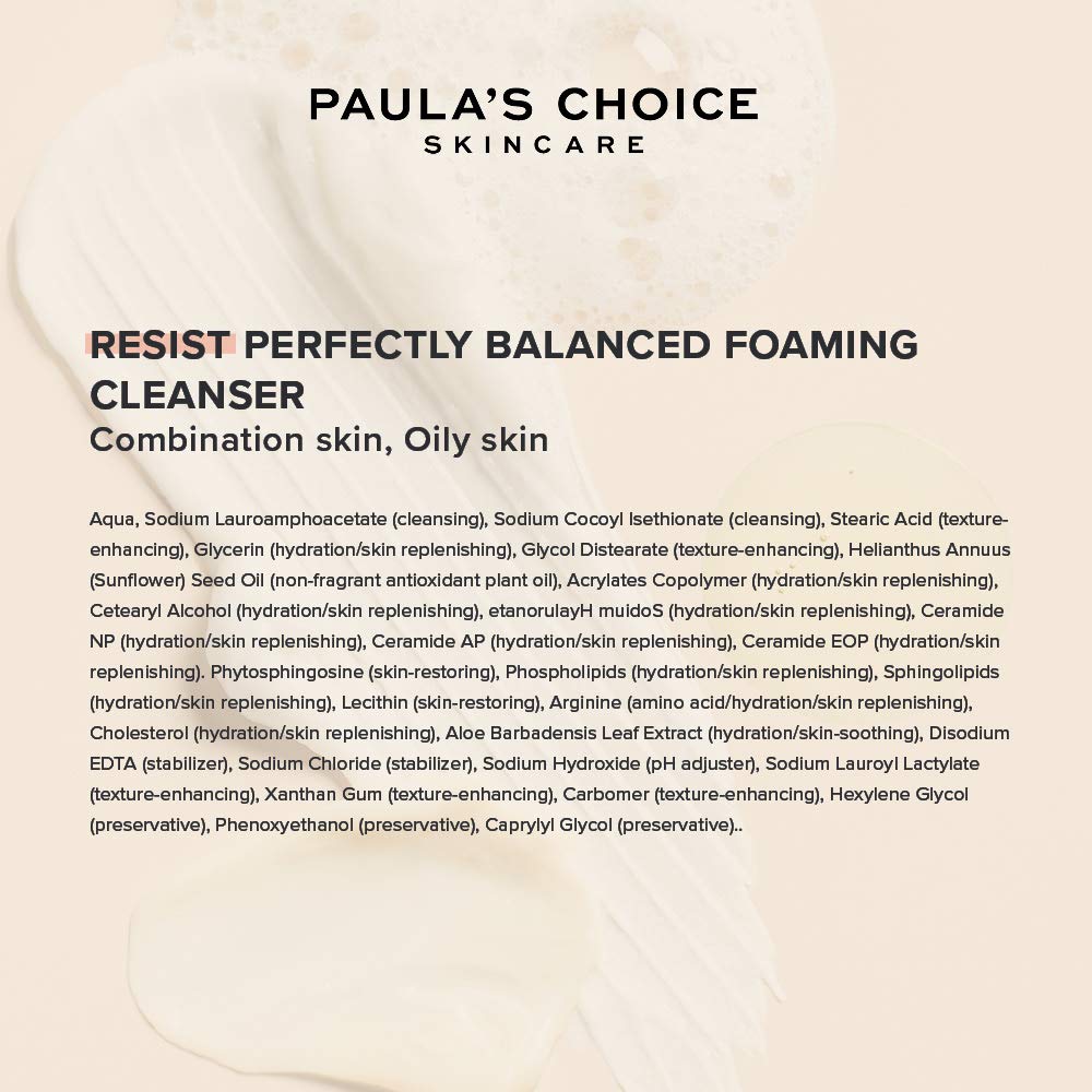 Paula's Choice RESIST Anti-Aging Detergente Viso Schiumogeno - Combatte i Punti Neri e i Segni Dell'invecchiamento - Rimuove il trucco con Acido Ialuronico - Pelli Miste o Grasse - 190 ml