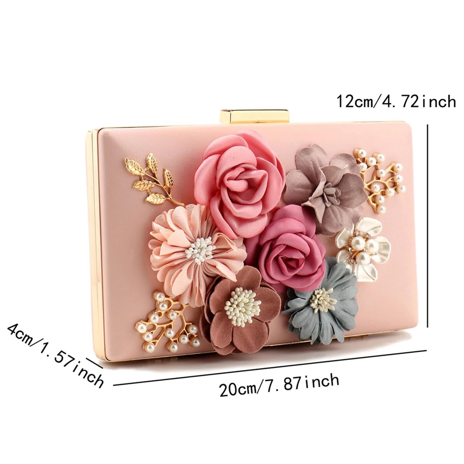 Blumen-Abendtasche Perle Clutch Taschen Rosa Farbe Mädchen Abend Blume Handgemachte Stil Party Hochzeit Kette Schulter Handtaschen für Hochzeit