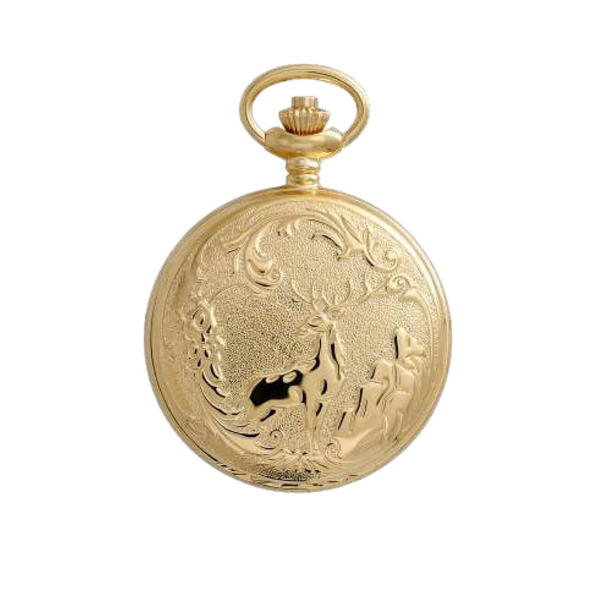 Lorenz Cervo 030223BB - Orologio da taschino a carica manuale in acciaio inossidabile - Quadrante con numeri romani - Inclusa nella confezione stand per appoggio e catena in acciaio