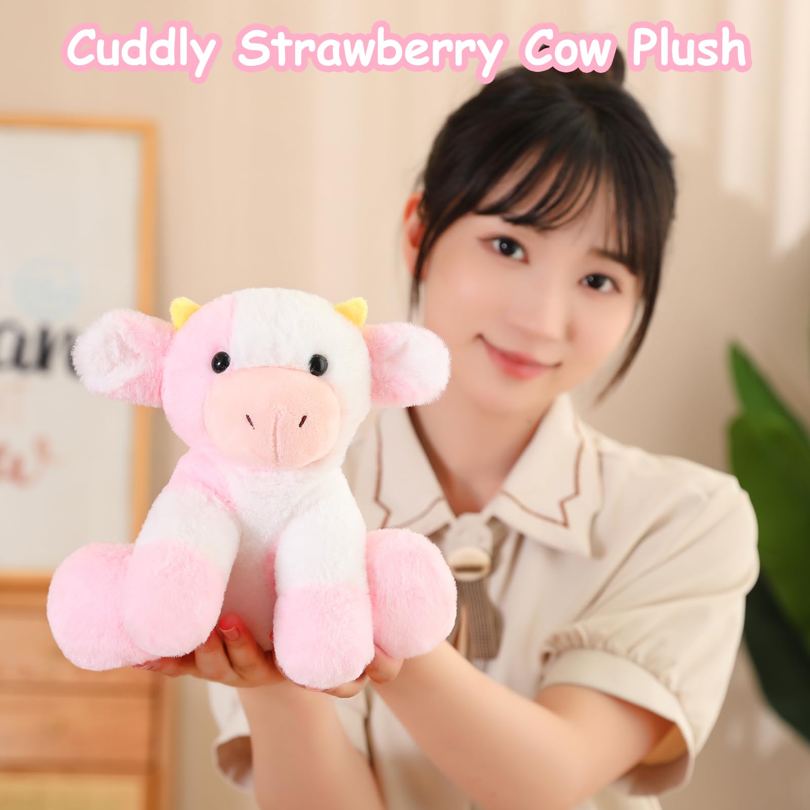 Kawaii Cute Fruit Cows Doll - Strawberry Milk Themed Plush Pillow Toy For Kids