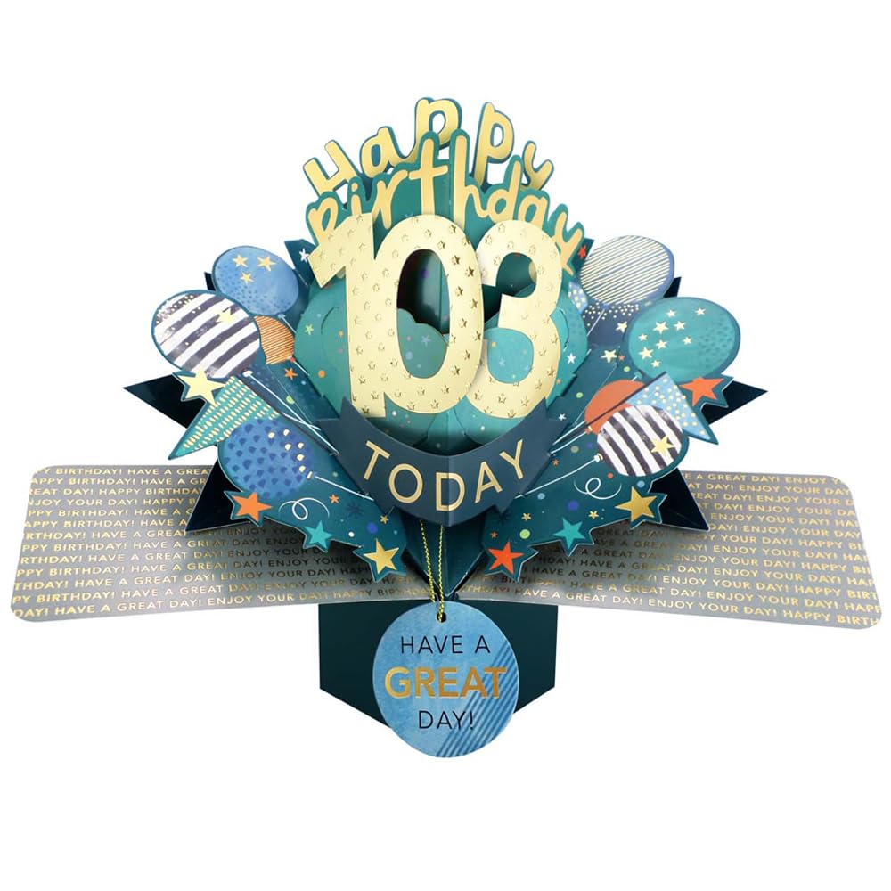 103 Today Happy 103rd Birthday Pop-Up Greeting Card Love Kate's Pop Up Cards Him Design POP237MC103 โ image 1