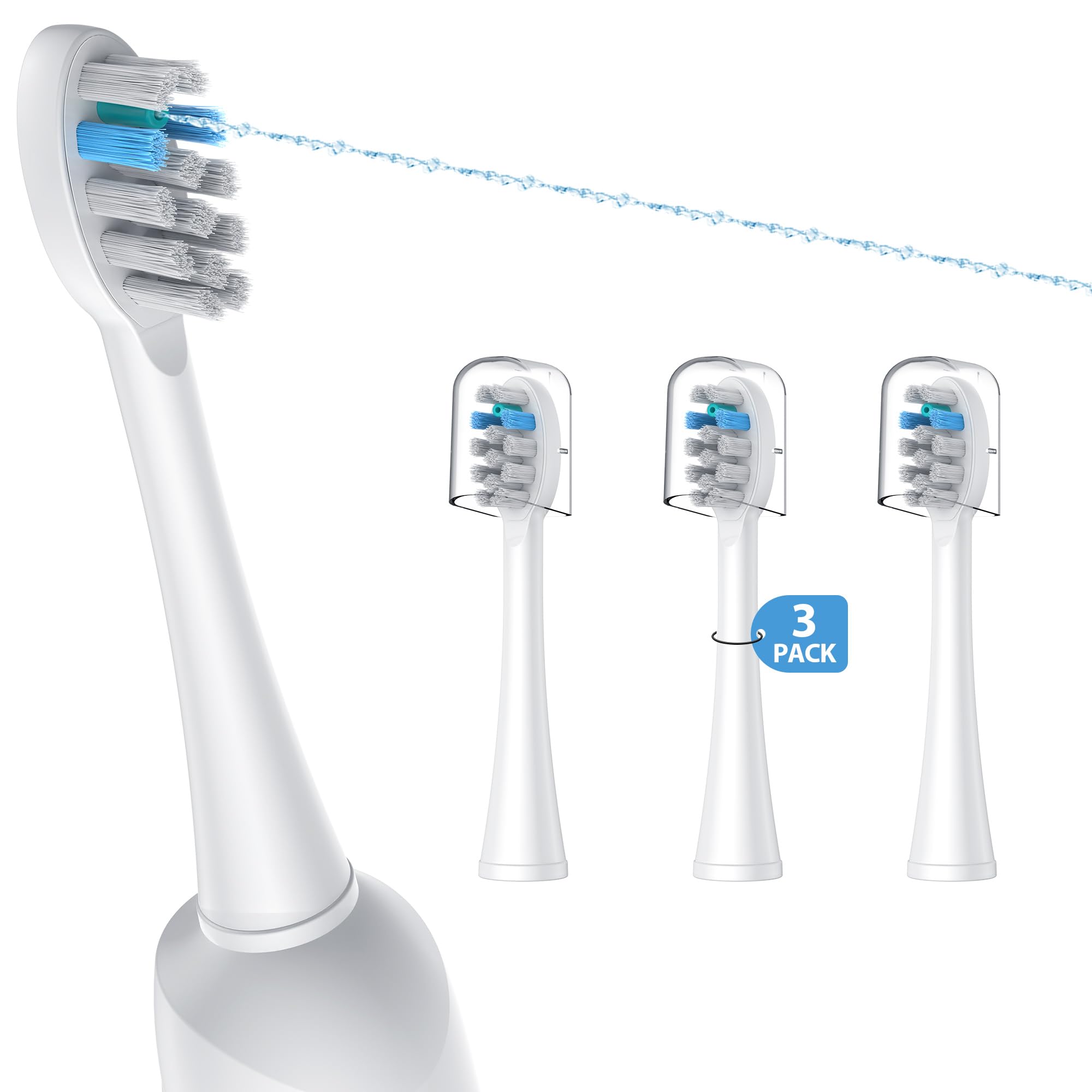 FitMount 3 Pack Toothbrush Replacement Heads Compatible with WaterPik Sonic Fusion 2.0, FitMount Flossing Brush Head Fit for Water-Pic SF-01 SF-02 and