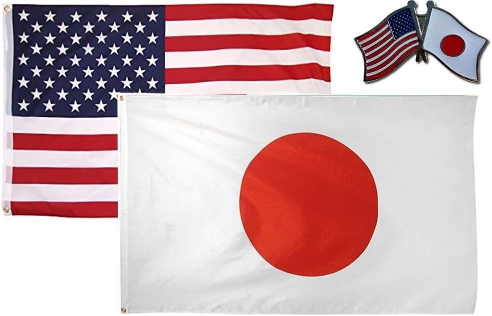 K's Novelties Wholesale Combo USA & Japan Country 2x3 2'x3' Flag & Lapel Pin