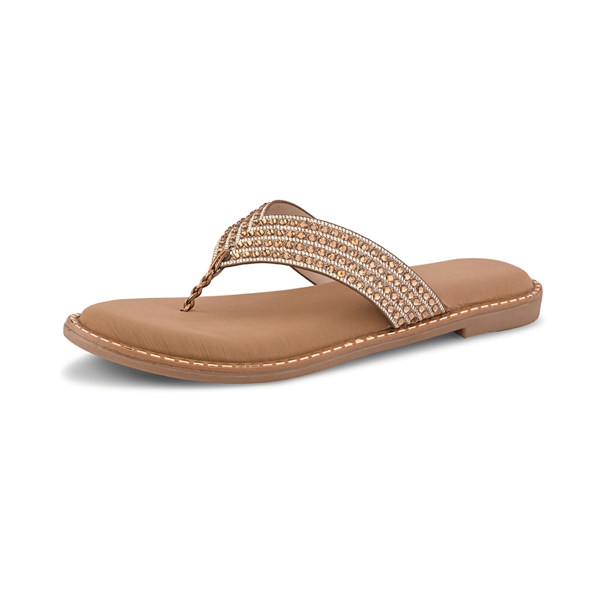 Women's Thong Sandals | Stylish Textured Mesh Strap Slip-On for Ladies | Soft Cushioned Footbed for Comfort | Elegant & Trendy Design | Lightweight and Durable Fashion Footwear (9306)-image-48