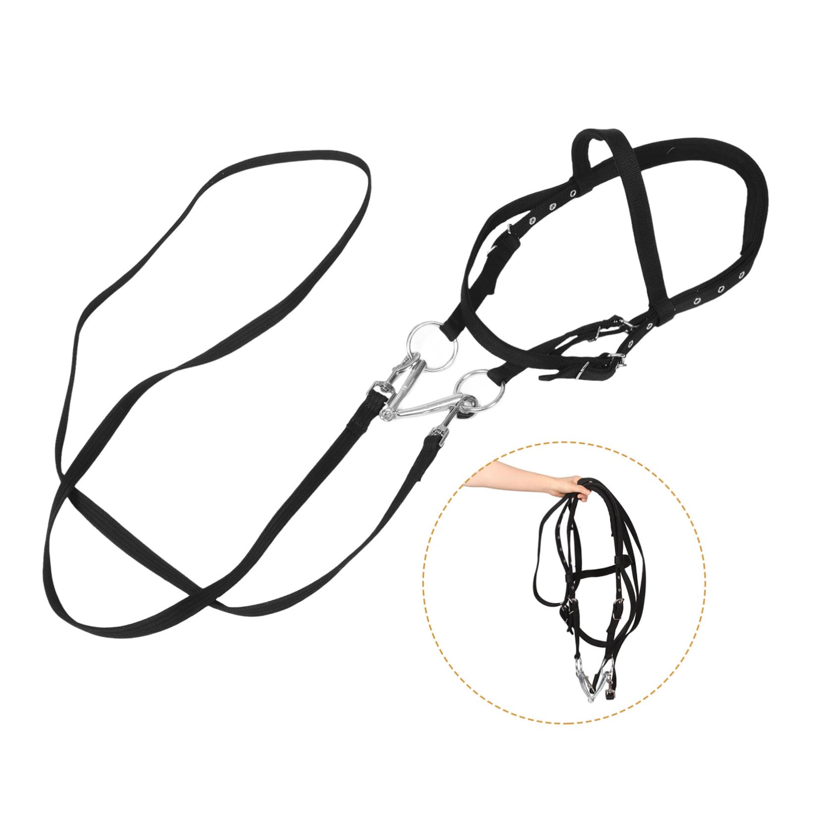 Cavezza in Nylon per Cavalli Giovani e Piccoli Design Ergonomico per Esperienza di Equitazione Sicura, Colore Nero, per Addestramento e Monta