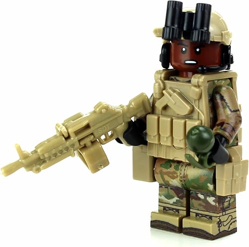 Miniatura 3 de Battle Brick Minifigura personalizada coleccionable de artillero del ejército estadounidense de infantería afroamericana