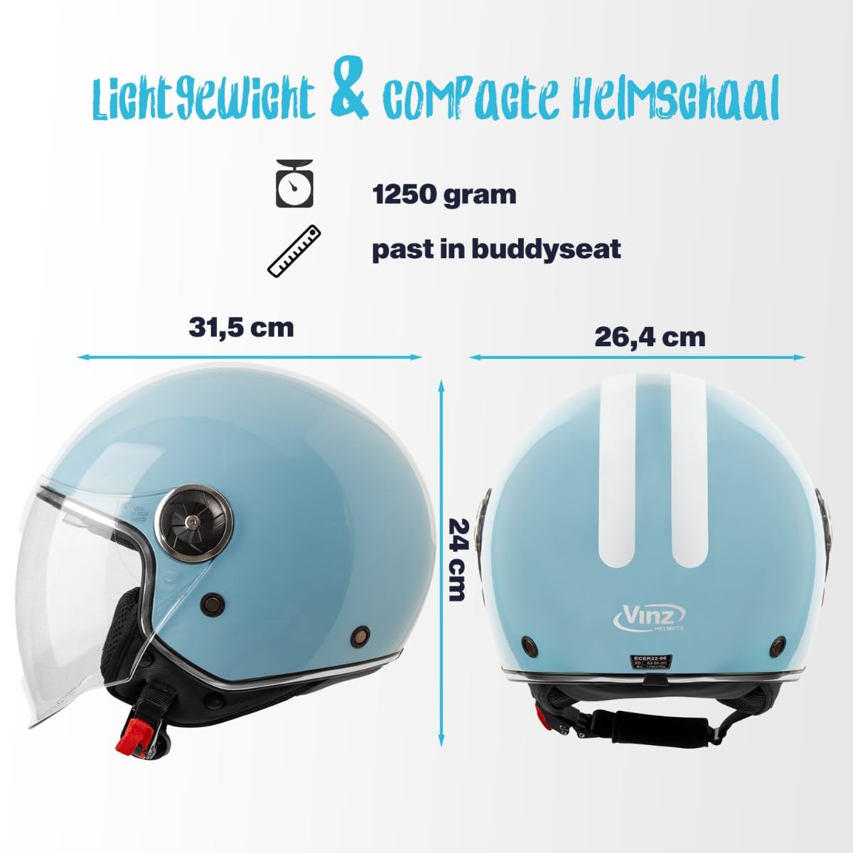 VINZ Arenas Casco Jet con Doble Visera | Casco Scooter & Moto & Ciclomotor | con Visera Solar & con Rayas | ECE 22.06 Homologado | En Tamaño XS - XXL | para Hombre y Mujer