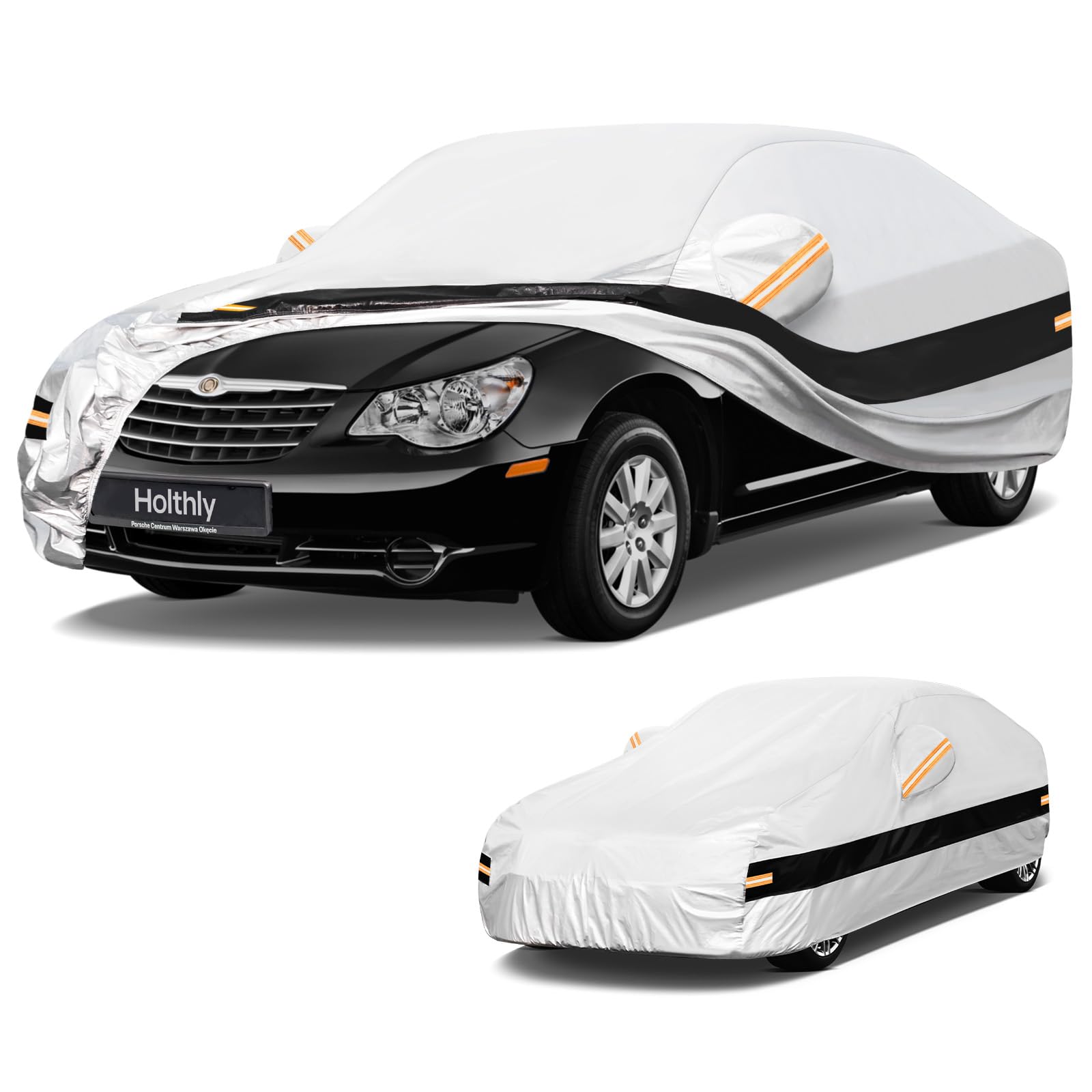 10 Layers Sedan Car Cover Custom Fit for Chrysler Sebring (1994-2011), Waterproof All Weather for Automobiles, Outdoor Full Cover Sun Rain Dust UV Protection with Cotton. Sliver