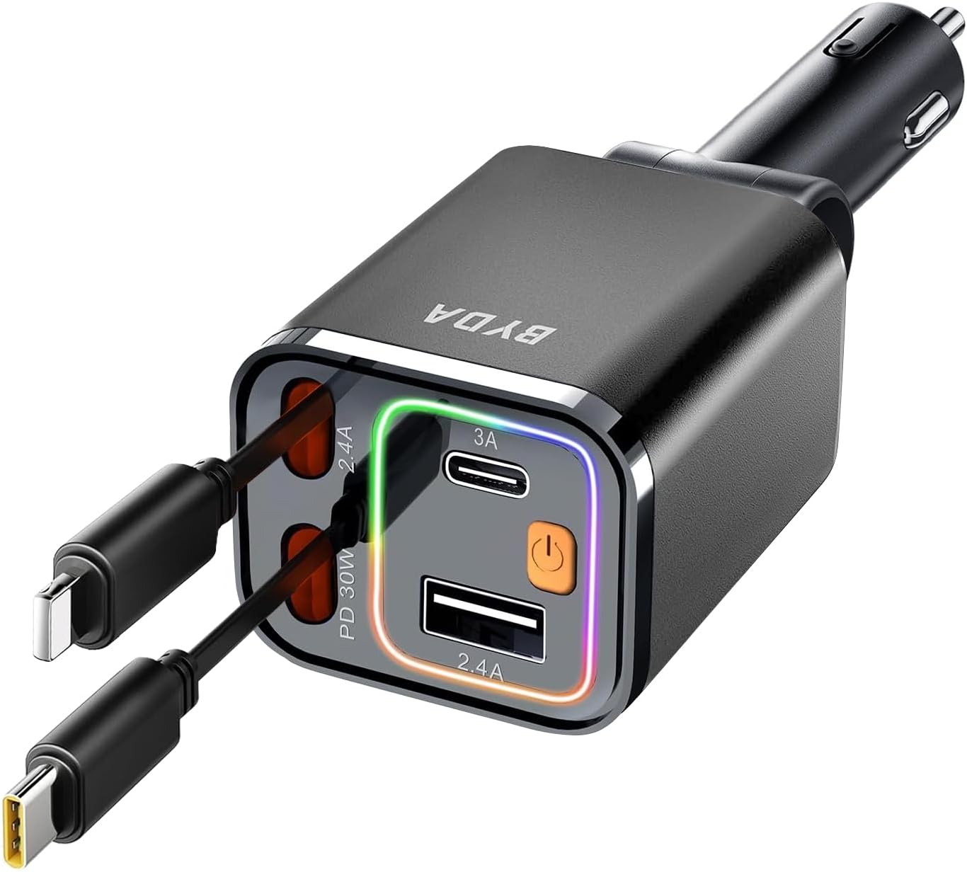 Retractable Car Charger, 4 in 1 Fast Charging USB-C & USB-A Compatible with iPhone 16/15/14/13/12/11 Pro Max, 69W Fast Car-Charger Cigarette Lighter Adapter for Galaxy, Pixel (Light-ning+USB-C) Grey Retractable Car Charger, 4 in 1 Fast Charging USB-C & USB-A Compatible with iPhone 16/15/14/13/12/11 Pro Max, 69W Fast Car-Charger Cigarette Lighter Adapter for Galaxy, Pixel (Light-ning+USB-C) Grey