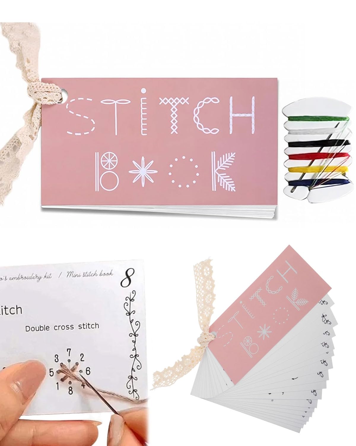 Hobby Creativi Adulti Kit Cucito Creativo Mini Fai Da Te - Libro Di Ricamo Portatile Per Migliorare Le Abilità Di Cucito Set Punti Cucito Per Principianti Kit Cucito Creativo Fai Da Te