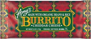 Amy's Organic Cheddar Cheese Bean & Rice Burrito - Frozen Vegetarian Meal, Non-GMO, Soy-Free, 6oz