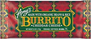 Amy's Frozen Meals, Cheddar Cheese Burrito with Organic Rice and Beans, Microwave Meals, 6.0 Oz