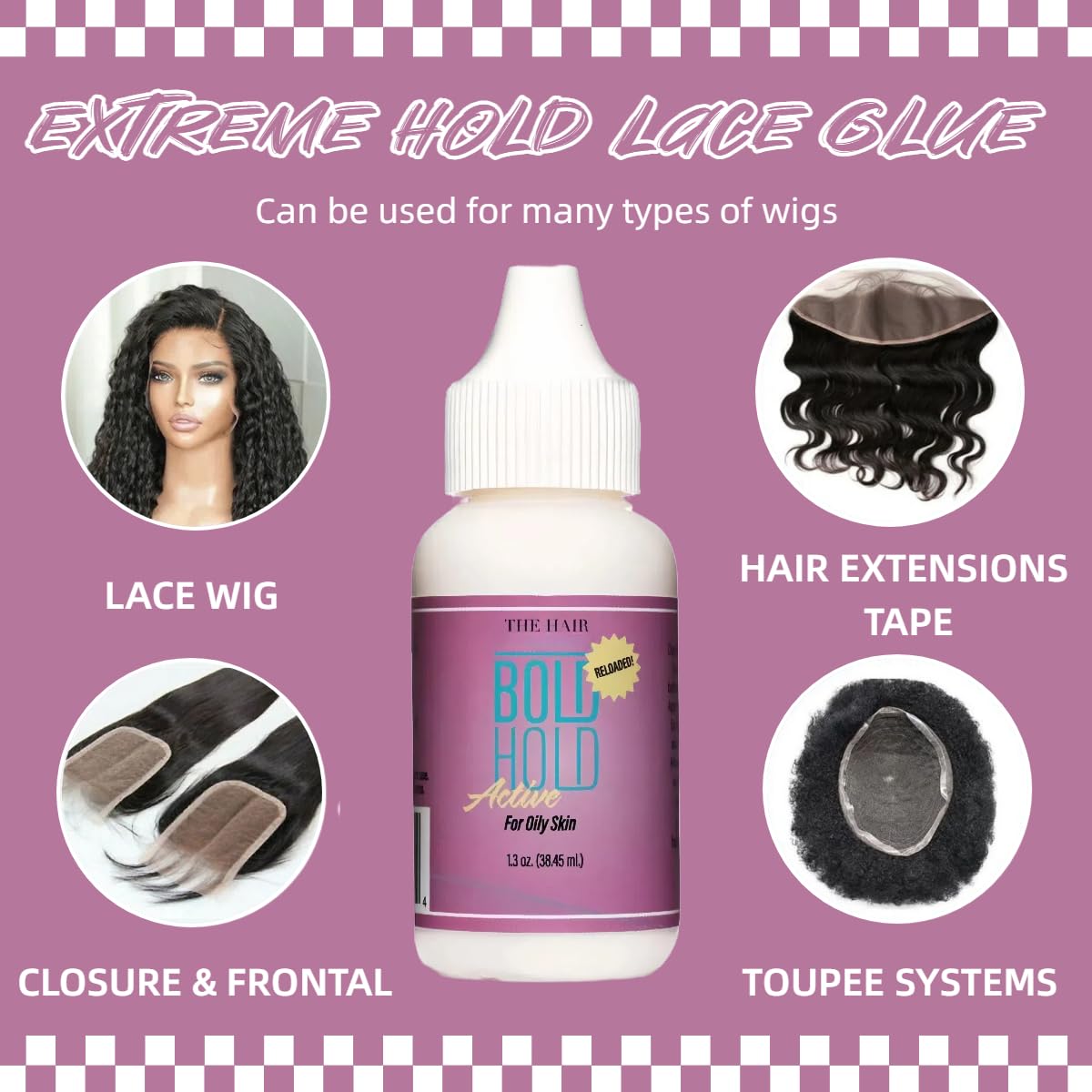 Wig Glue,Pegamento Adhesivo Invisible para Pelucas,Pegamento Para Peluca para Pelucas de Encaje y Postizos,Fijación Fuerte,Unión Invisible,Resistente al Agua y al Aceite,38 ml