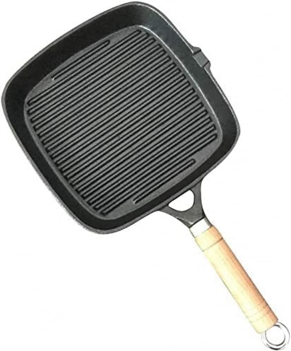 Square Grill Pan, Cast Iron Premium Non-Stick Grill Pan Frying Pan Heavy Duty Cast Iron Grill Pan Frying Pans for Gas, Induction and Electric Stove with Handle Frying Pa