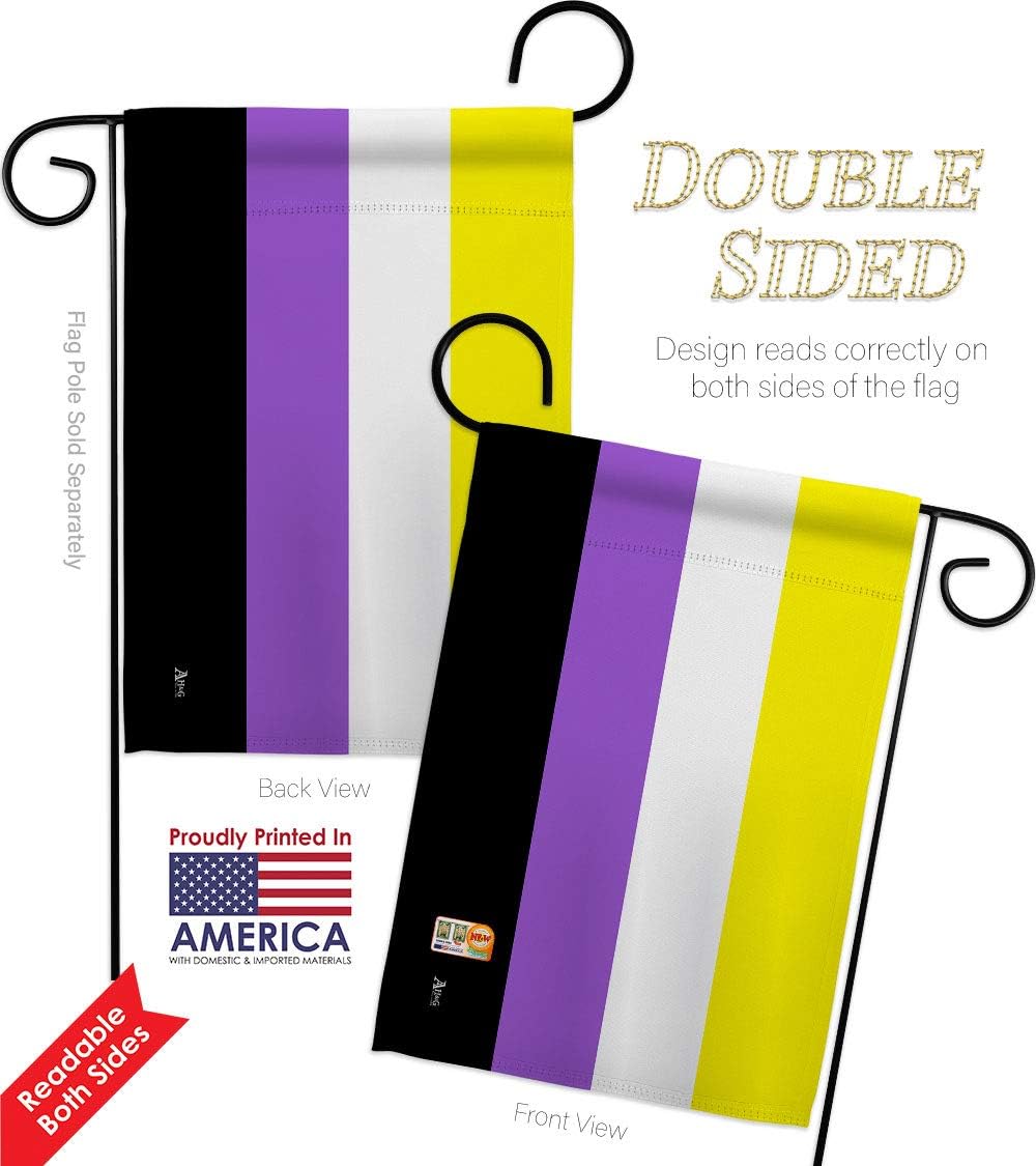 Nonbinary flag Garden Set Wall Holder Support Pride Rainbow Love LGBT Gay Bisexual Pansexual Transgender Small Decorative Gift Yard House Banner Double-Sided Made In USA 13 X 18.5