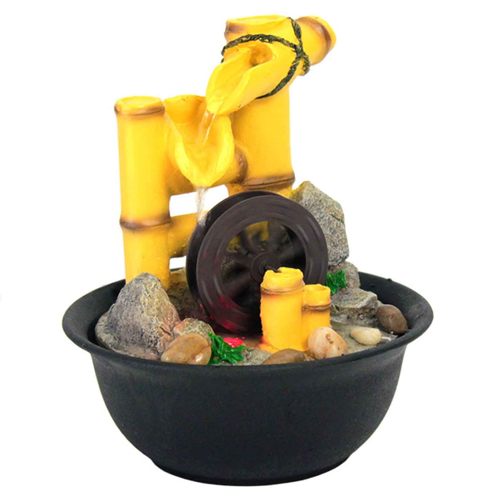 DFrywdgSEY tabletop fountain, Decorative Fountain Office Desktop Lucky Waterfall for Mom, Home/Office Decor with Led Light
