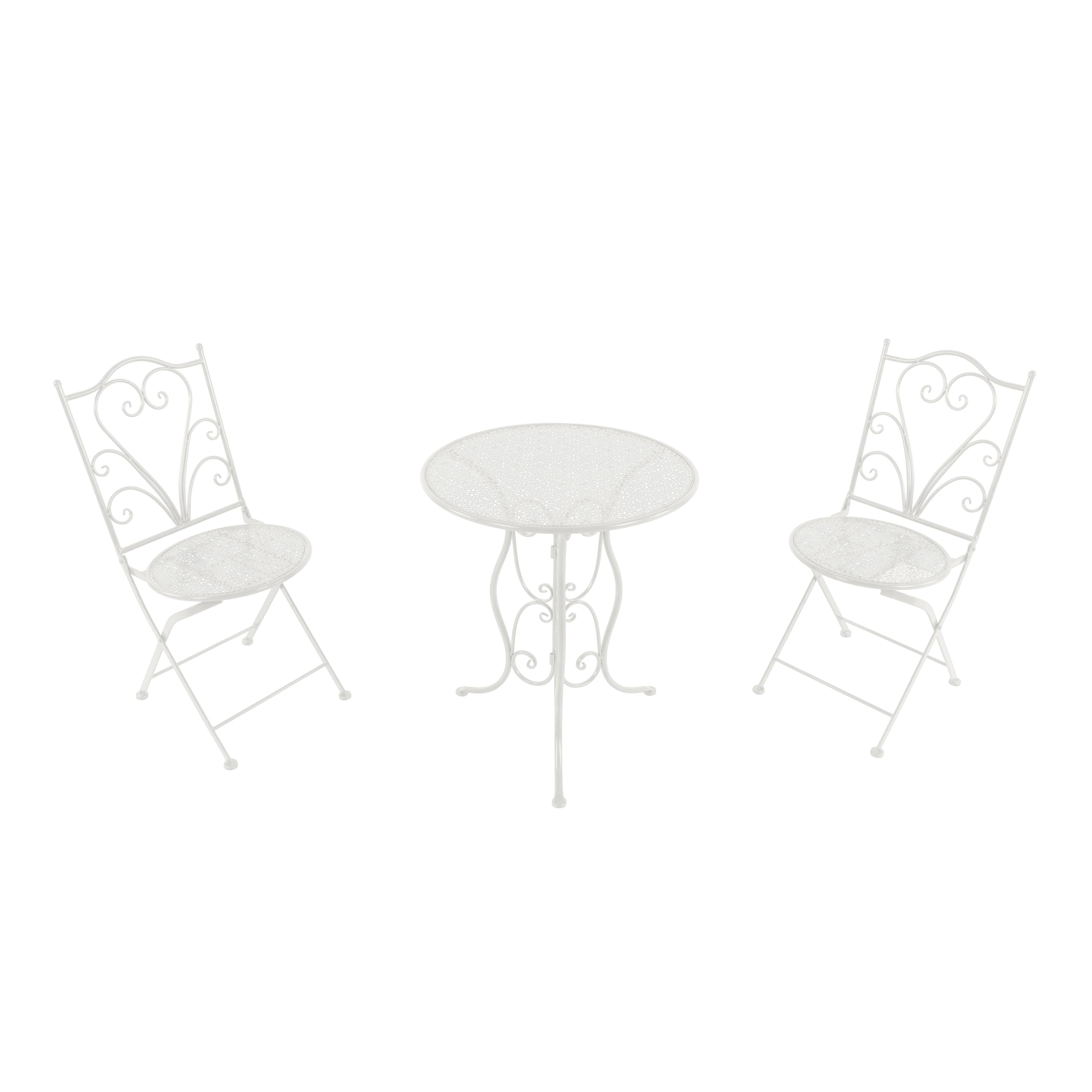 AXI Eloise Stol i krzeslo bistro, 2 krzesla 1 stol, Zestaw bistro na zewnatrz z mozaika Romantyczna, wykrojnik - bialy - zestaw ogrodowy bistro, mozaikowy stol bistro do ogrodu