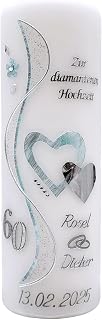 Hochzeitskerze DH-15 Diamantene Hochzeit inkl. Namen und Datum in vers. Farben