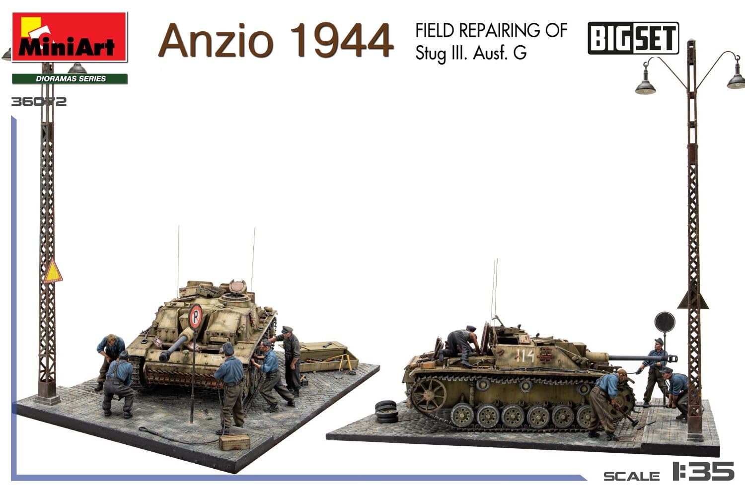 Mini Art 36072 1:35 Big-Set Anizo 1944 Instand.StuG.III - originalgetreue Nachbildung, Modellbau, Plastik Bausatz, Basteln, Hobby, Kleben, Modellbausatz, Zusammenbauen, unlackiert