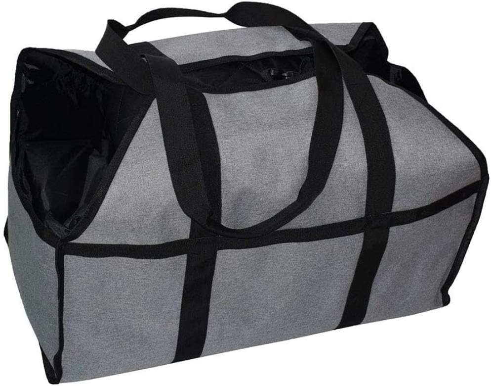 qiuqiu Firewood Log Carrier Tote Bag, Canvas Fireplace Wood Holder Heavy Duty Firewood Carrier Bag with Durable Handle Fireplace Wood Stove Accessories for Camping Firewood-Gray