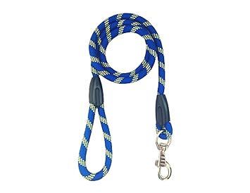 PawCloud Nylon Rope Leash for Large & Giant Dogs, Extra Large (XL), 6 Ft, Blue - 15mm