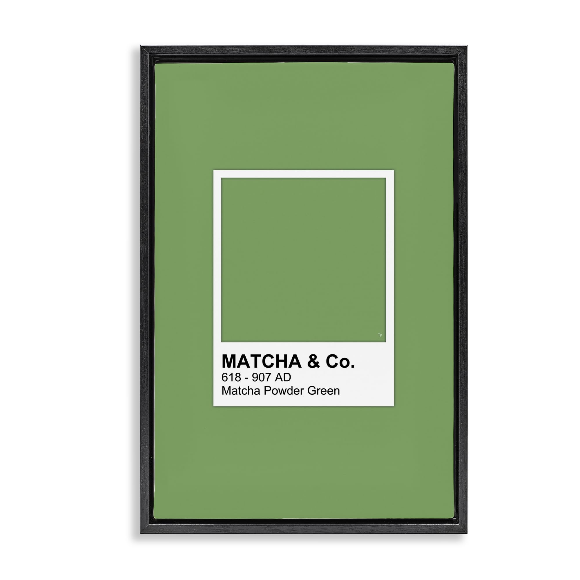Stupell Industries Jet Black (Matte) 'Matcha Powder Green Shade'| Floating Frame Canvas Art