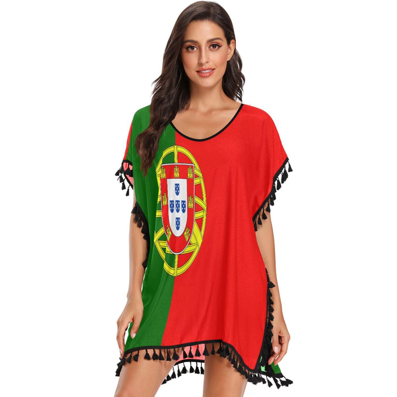 Linqin Traje de baño mujer bandera Portugal vestido playa