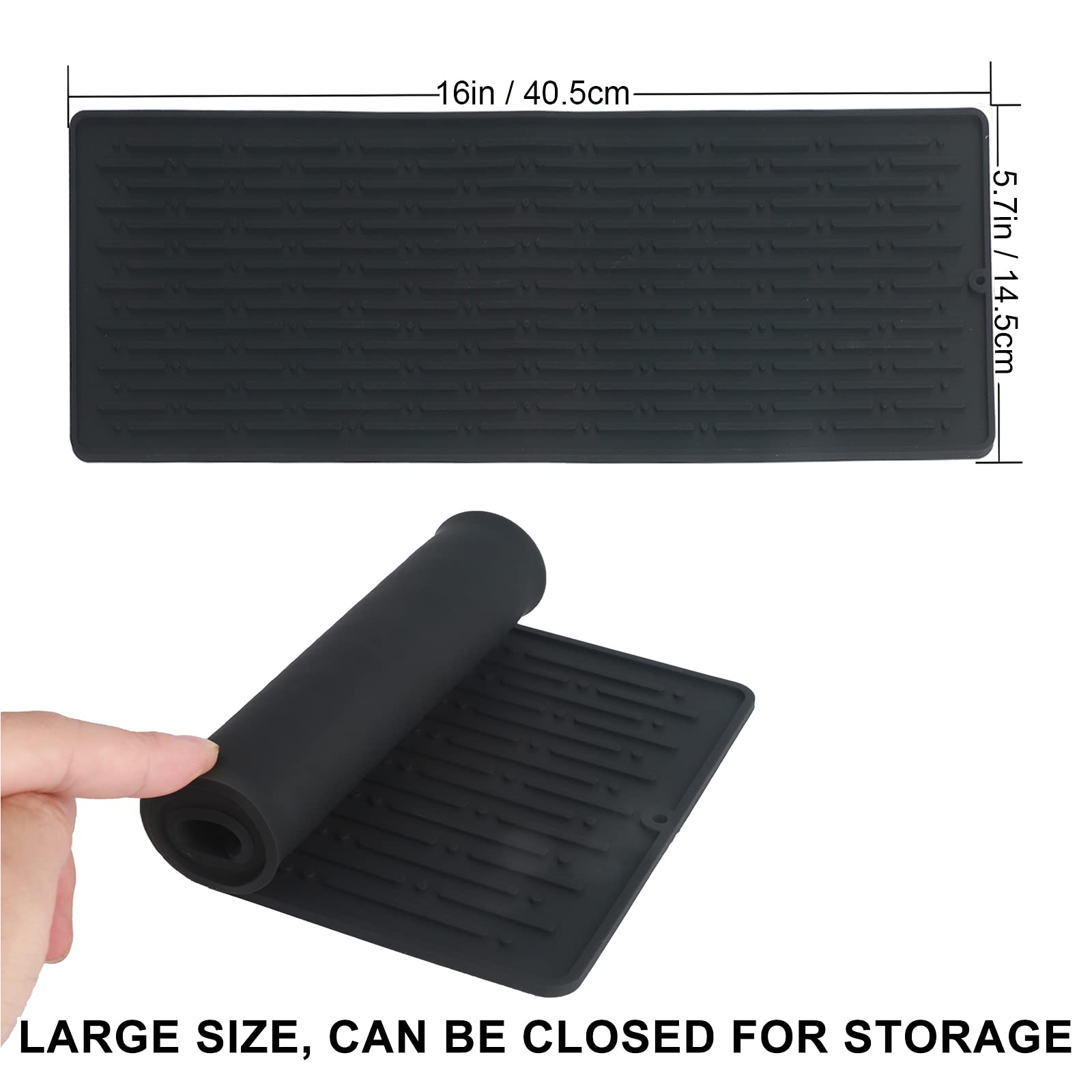 Blumtal – Silikonmatte, 60 X 40 Cm, Schuhmatte Abtropfmatte, Rutschfest, Abtropfmatte Geschirr, Langlebige Silikonmatte Küche, Unterlage Kaffeemaschine, Schwarz