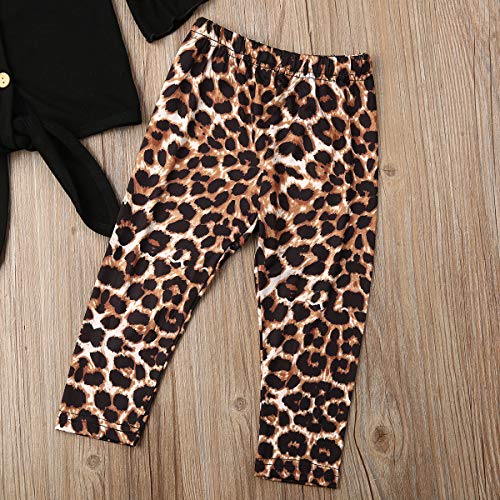 Goocheer Casual Toddler Girl Clothes Long Sleeves Shirt Top Trousers Pants Set Toddler Girl Leopard Outfit Fall Winter Clothing (Black, 5-6T) #TOP4