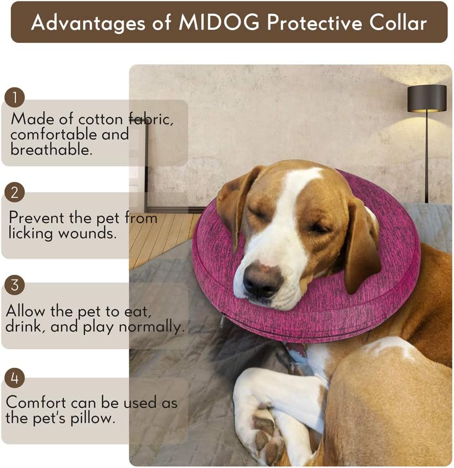 MIDOG Dog Cone Collar for After Surgery, Pet Inflatable Collar Soft Protective Recovery Cone for Dogs and Cats to Prevent Pets from Touching Stitches, Wounds and Rashes