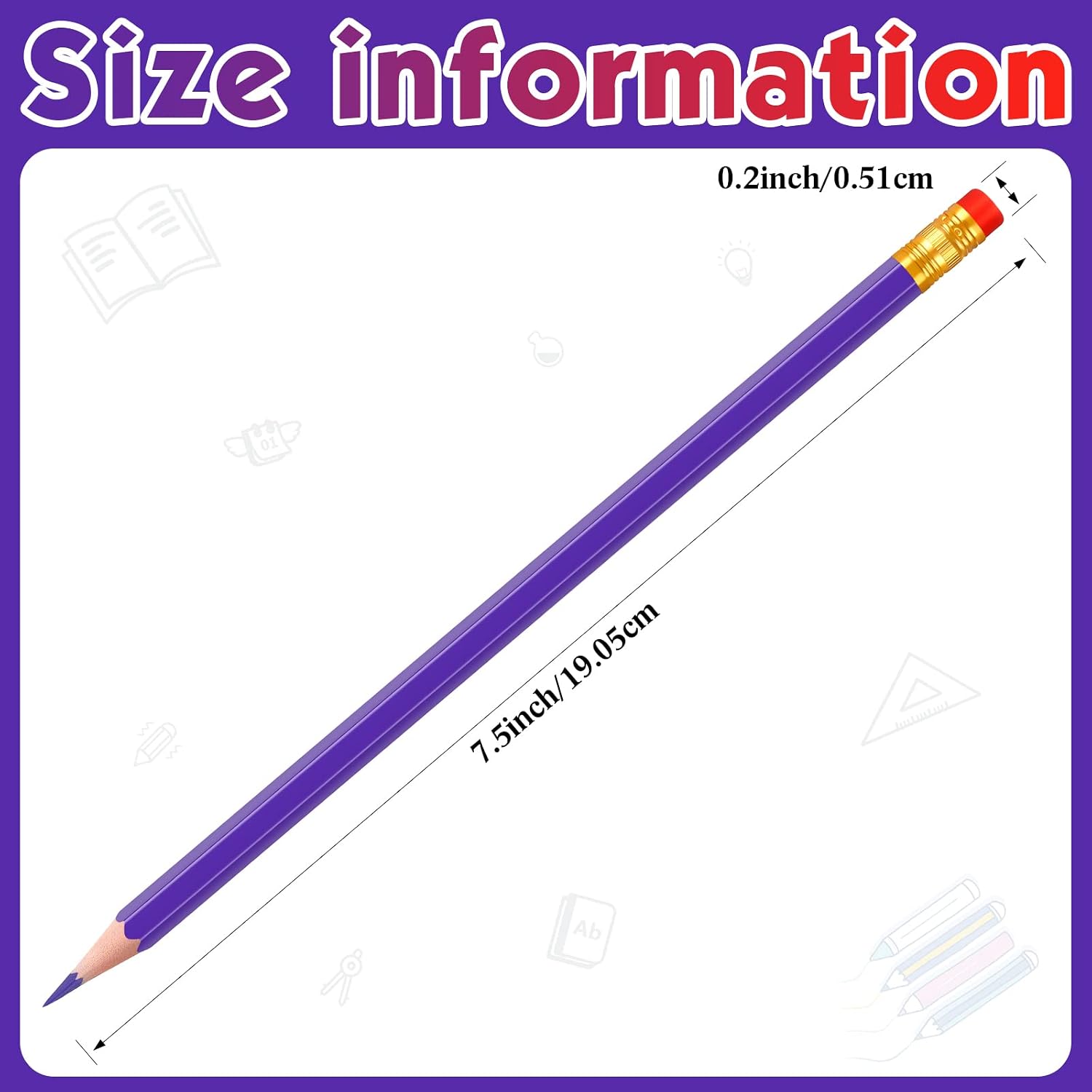 Zhanmai 24 Pieces Checking Erasable Pencils Pencils Pre-Sharpened #2 HB with Erasable Tops for Checking Map Coloring Tests Grading (Purple)